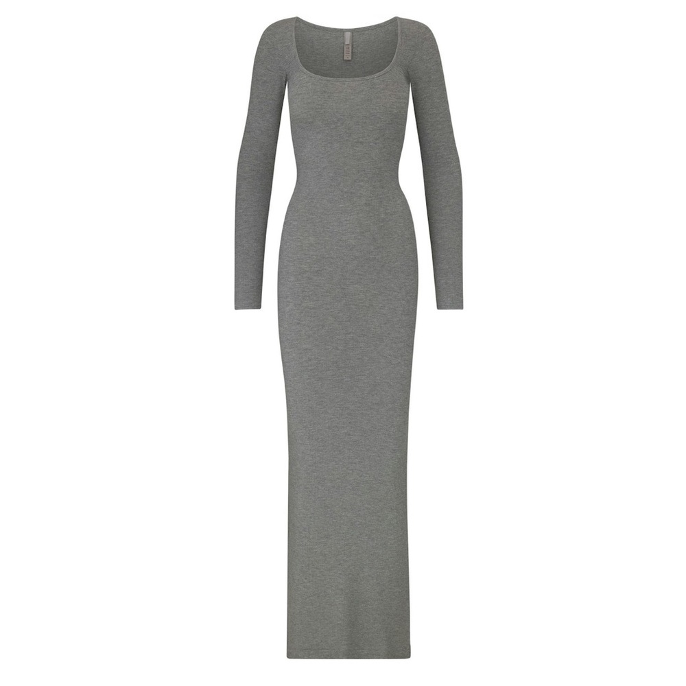 NWT Skims Soft Lounge Long Sleeve Dress Heather Gray XL Casual Maxi Minimalist
